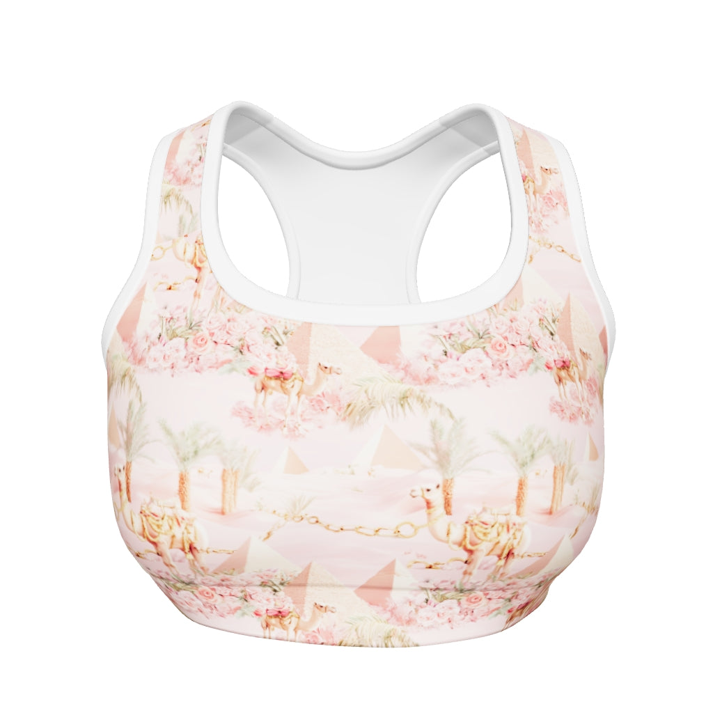 🐪 Padded Sports Bra – Camel Couture Edition 🏜️🌹