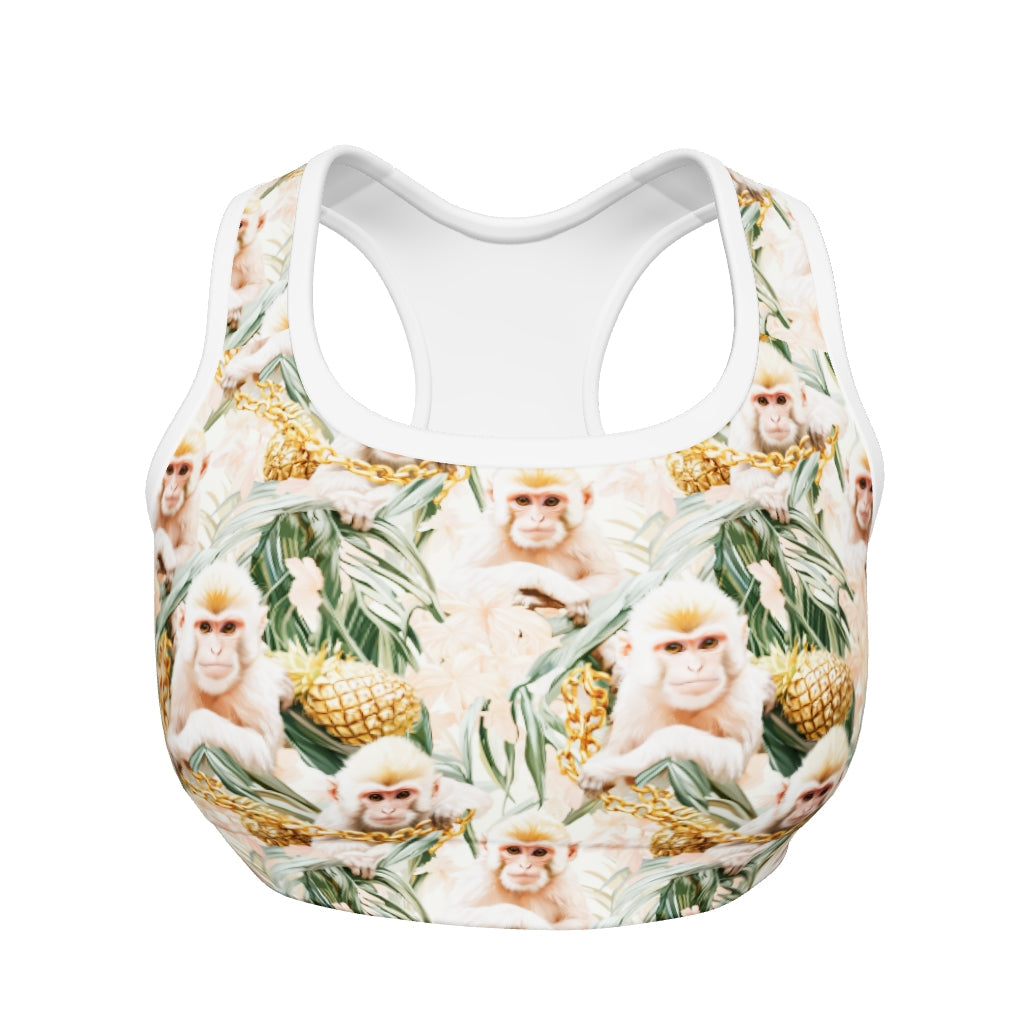 🐒 Padded Sports Bra – Monkey Mood Edition 🍍✨
