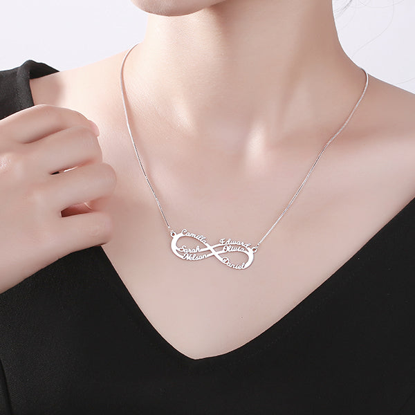 OH! Personalized 6 Name Infinity Necklace - Sterling Silver