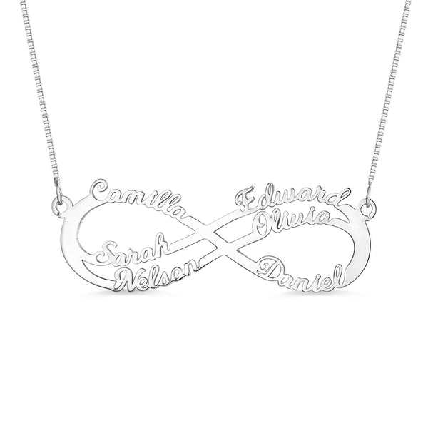 OH! Personalized 6 Name Infinity Necklace - Sterling Silver