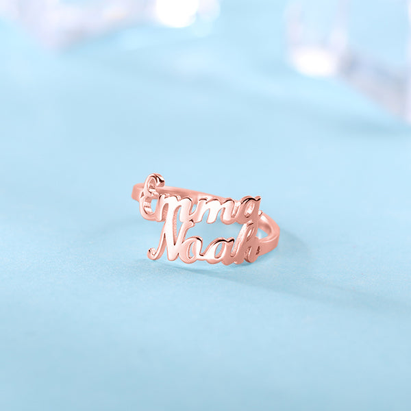 OH! Personalized Double Name Ring - Sterling Silver