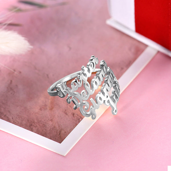 OH! Personalized 4 Name Ring - Sterling Silver