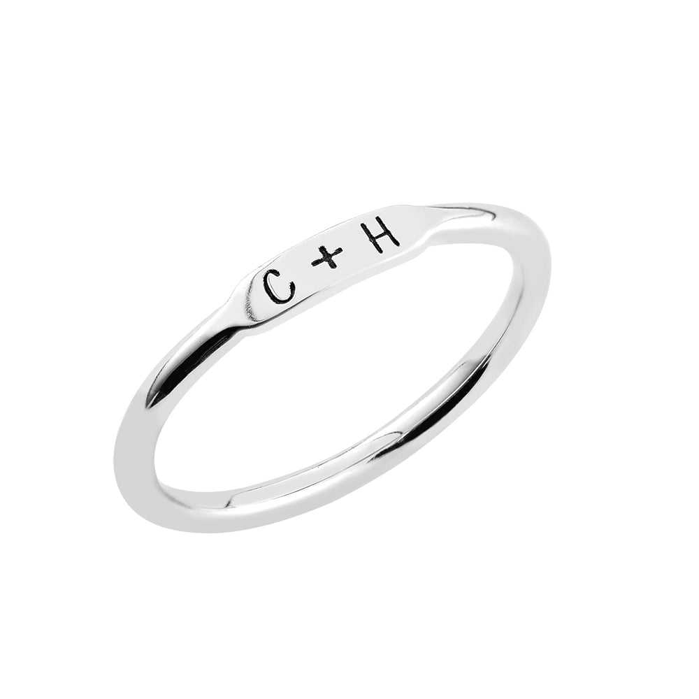 OH! Personalized Initial Name Stackable Ring - Sterling Silver