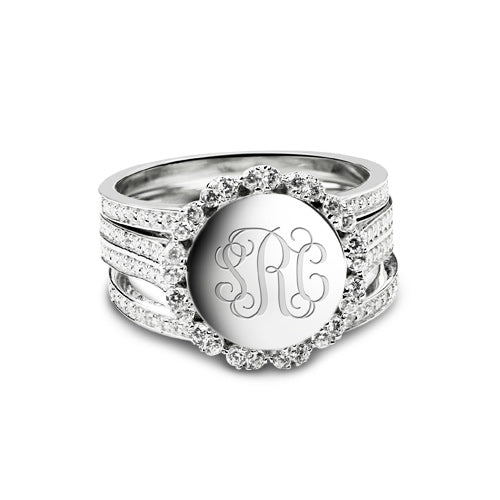 OH! Stackable Monogram Silver Ring Cubic Zirconia - Sterling Silver